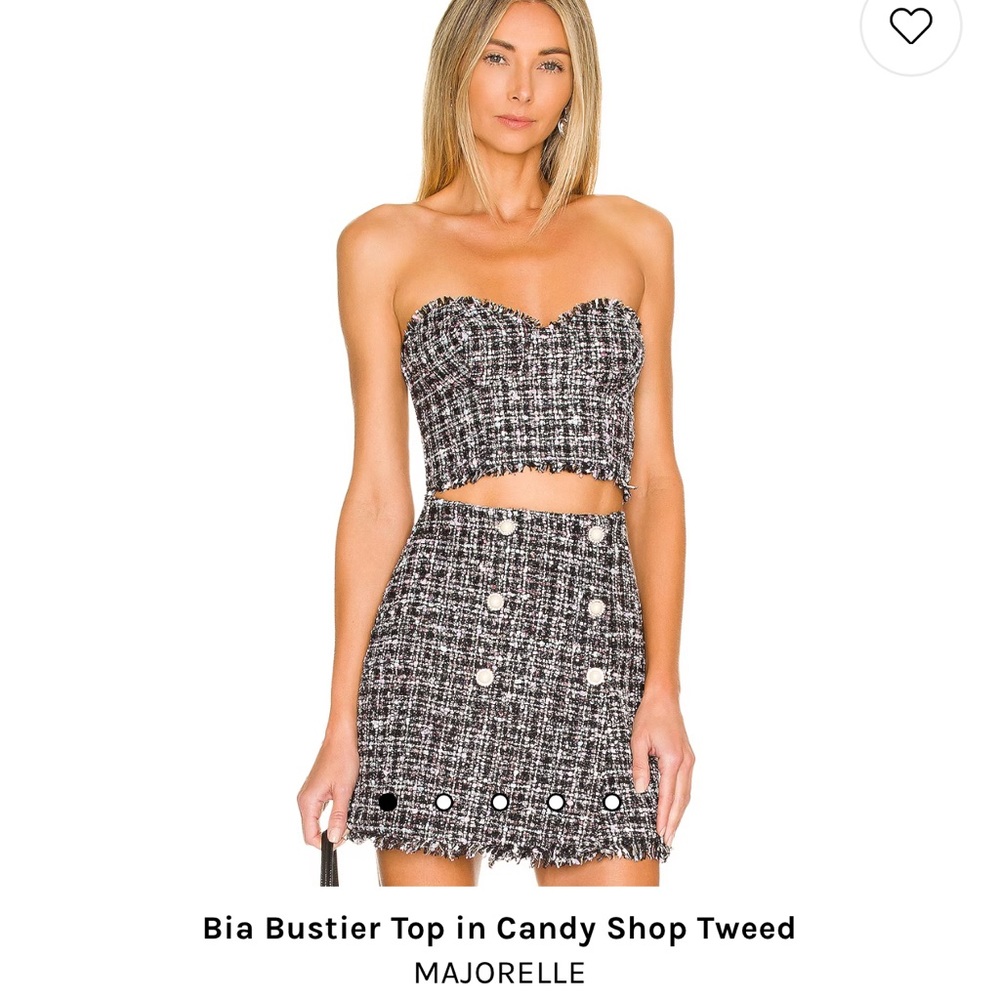 MAJORELLE Bia Bustier Top in Candy Shop Tweed
